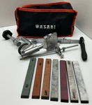 Wasabi Knife Sharpening System Kit W/ Clamp Mount, Guide Rods & Stone. Fixed Price $119.00.