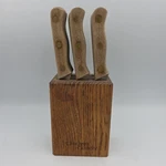 Chicago Cutlery C103 Vintage Steak Knife Set Of 6 Oak Block Knives. Fixed Price $39.99.
