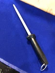 Mundial Round Regular Cut Sharpening Steel, Black. Fixed Price $19.95.