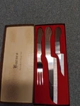 Vintage Burnco Hand Cutlery Set Stainless Steel Japan 2 Knives 1 Fork Orig. Box. Fixed Price $28.50.