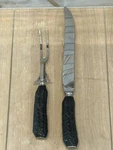 Remington Dupont Stag Antler Handled Stainless Steel 2 Piece Carving Knife Fork. Fixed Price $25.00.