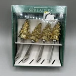 Christmas Trees Cheese Spreaders Goldtone Set Of 4 New Boston Warehouse. Fixed Price $6.99.