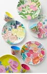 Anthropologie Paint + Petals Bridgette Thornton Melamine 5 Floral Dinner Plates. Fixed Price $79.20.
