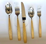 Yamazaki Feather Gold Set Of 5 Pc Place Stainless Steel 18/8 Flatware - Mint. Fixed Price $49.99.