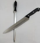 12" Chef Knife With 7.5" Stainless Steel Sharpening Rod Kitchen Set. Fixed Price $13.95.