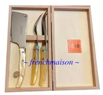 Claude Dozorme Laguiole French Cheese Knife Fork Cleaver Gift Box Set Natural. Fixed Price $139.00.