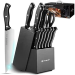 Haushof 14 Pcs Kitchen Knife Set With Block Wooden Razor-sharp Stainless Steel. Fixed Price $55.99.