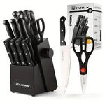 19 Pieces High Carbon Kitchen Knife Set With Wooden Block, Non-slip Handle. Fixed Price $39.99.