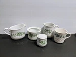 Corelle Corning Callaway Ivy Pitcher Gravy Boat Sugar Bowl Salt Shaker Cup Set. Fixed Price $45.00.