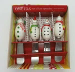 Cheese Dip Spreaders Knives Christmas Petite Snowman Oneida Set Of 4 Nib. Fixed Price $14.99.