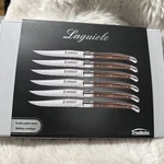 Trudeau Maison Laguiole Wood Handle Steak Knives Set Of 6-BROWN & Gray. Fixed Price $70.00.