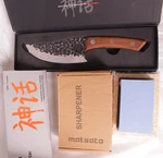 New Matsato Stainless Steel 6" Chef's Knife & Sharpener, Beech Wood Handle. Fixed Price $34.99.