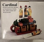 Cardinal Hand Painted Resin & Stainless Steel Christmas Spreader Set New Box. Fixed Price $35.00.