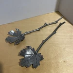 Vintage Leaf Branch Design Silver Color Spoon Fork Salad Server Pewter. Fixed Price $24.88.