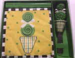 Msc Mainstreet Topiary Beverage Napkins And Spreader Set New Box. Fixed Price $12.50.