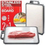 Stainless Steel Cutting Board With Ceramic Sharpener & 17.3"L X 11.8"W, Gray. Fixed Price $18.98.