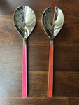 Kate Spade Lenox Salad Server Set Stainless Steel Pink And Orange. Fixed Price $25.00.