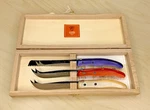 Claude Dozorme Laguiole French Breakfast Cheese Bread Knife Set Fuego Handles. Fixed Price $40.00.