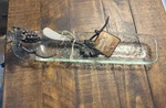 Mud Pie Glass & Metal Serving Tray Rectangle Grape Leaf Accent With Spreader. Fixed Price $40.00.