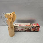 Chef Fairgrove' 10 Pc Wooden Kitchen Utensil Set Hardwood Chromed Steel Whisk. Fixed Price $14.99.