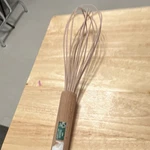 Crate & Barrel Beige Silicone Whisk, Wood Handle, Single Kitchen Utensil. Fixed Price $5.00.