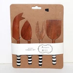 Cheese Set Artistic Accents India Wood Utensils Spreader Fork Knife Black White. Fixed Price $9.99.