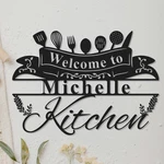 Custom Kitchen Metal Sign, Personalised Name Plaque, Wall Decor Home. Fixed Price $94.49.