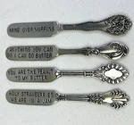 Mud Pie Metal Stamped Breakfast/brunch Butter Spreader Knives Funny Sayings 4. Fixed Price $19.95.
