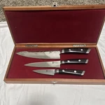 Shun Kaji 3 Pc Knife Set New 8IN Chef 6 Serrated Utility, 1/2 Paring. Fixed Price $425.00.