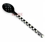 Mackenzie-childs Enamel Courtly Check Slotted Spoon Black 13" Long New. Fixed Price $45.00.