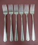 Vintage Set Of 6 Silver-plated American Co. Cameleon Harvest Grill Forks. Fixed Price $14.99.