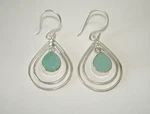 Ab Aqua Green Chalcedony Dangle Hook Earrings .925 Sterling Silver 2". Fixed Price $70.00.