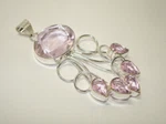 Ab Light Pink Topaz Multi-gem .925 Silver Layered Pendant 3.25". Fixed Price $35.00.
