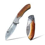 Damascus Steel Folding Knife, 7.1" Multi-purpose Pocket With Red Sandal.... Fixed Price $51.99.