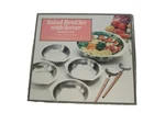 Vtg Salad Bowl Set With Server 7 Piece 18/8 Stainless Steel Wooden Handle New. Fixed Price $15.99.