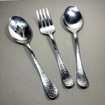 3PC Ginkgo Lafayette Serving Set 18/0 Hammered Stainless - Meat Fork 2 Spoons. Fixed Price $24.95.