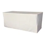 La Linen White Polyester Poplin Fitted Tablecloth: 72X24" & 72X30" Made Usa. Fixed Price $33.99.