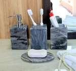 Kleo Grey Stone Bath Set: Dispenser, Holder, Tumbler & Dish - 4 Piece. Fixed Price $77.03.
