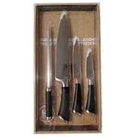 4 Piece Black Handle Kitchen Knife Set With Sharpener New. Fixed Price $30.98.