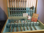Vtg 42 Piece Set Silverplate Silverware Flatware Plantation 1881 Oneida Wood Box. Fixed Price $119.95.