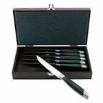 New Berghoff Gemini 4.75" Stainless Steak Knife W/ Black Wooden Case (set 6). Fixed Price $69.00.