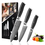 Wakoli Mikata 3-PIECE Damascus Knife Set Professional Kitchen. Fixed Price $197.86.