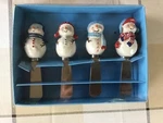 St Nicholas Square Set Of 4 Snowman Spreaders Let It Collection - Nib. Fixed Price $15.00.