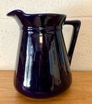 Stoneware Water Beverage Pitcher Jug Cobalt Blue Unmarked Western? 7.75" Tall. Fixed Price $19.99.