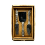 Pier 1 Imports 3 Piece Cheese Server Set Ornate Silver Tone Handles Stainless. Fixed Price $28.00.