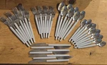 Stainless Steel Gray Plastic Handle Kitchen Silverware Cutlery Flatware 40 Pc. Fixed Price $16.07.