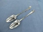 Antique Pair Of Sterling Silver Old English Soup Spoons. London 1762... Fixed Price $518.44.