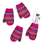 Nwt World Market Set Of 4 Knit Mitten Flatware Holders Winter Christmas. Fixed Price $14.95.
