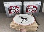 Sears Simply Christmas Appetizer Plates 2 New Sets Of 6 Santa/reindeer/sleigh. Fixed Price $34.95.