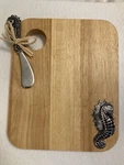 Boston Intl Sanibel Coastal Wooden Cutting Board W/seahorse & Spreader Nwot. Fixed Price $12.99.
